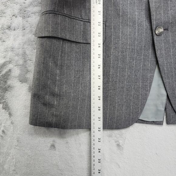 Vintage Roger Stuart Blazer Mens 42L Gray White Pin Stripe Wool Tweed Sport Coat - Picture 9 of 12
